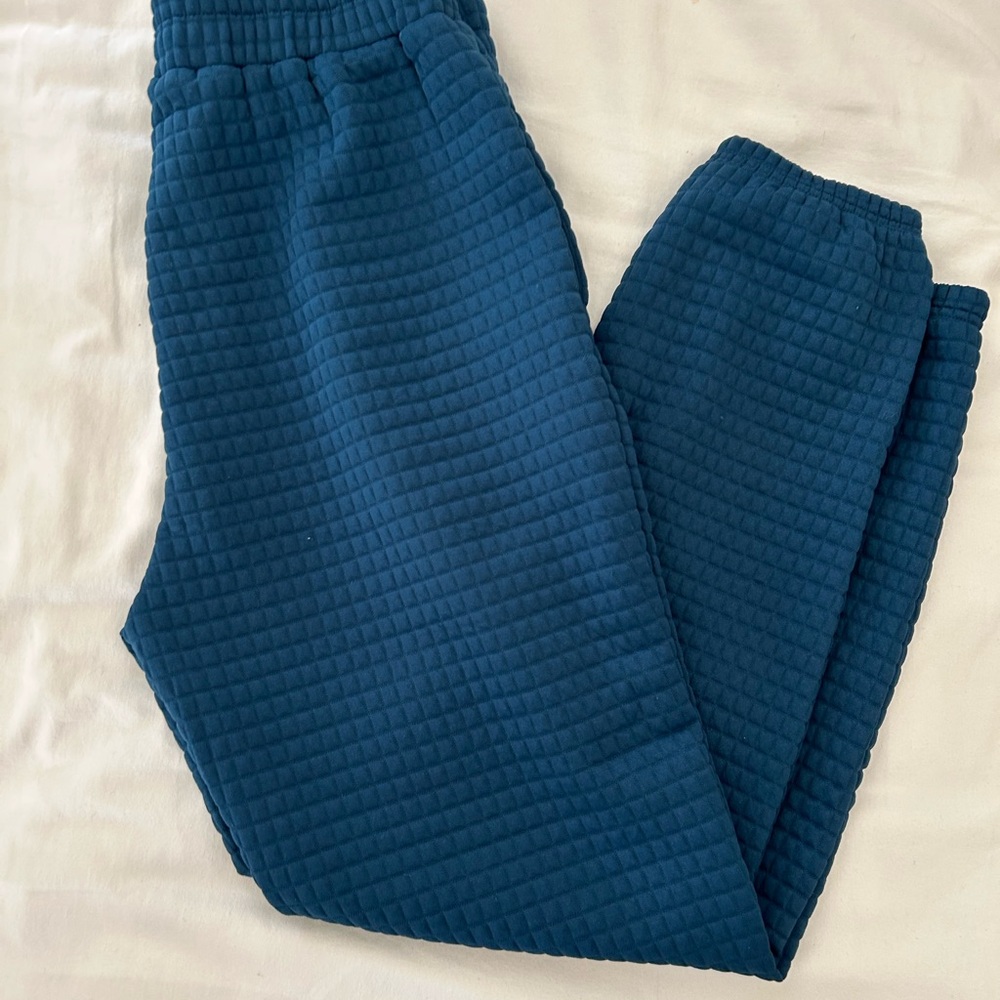Blue Textured Joggers